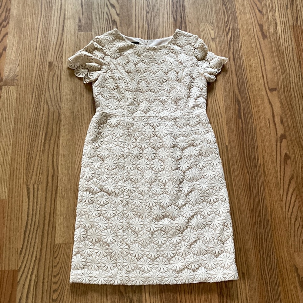 Talbots Beige Floral Lace Dress Size 10